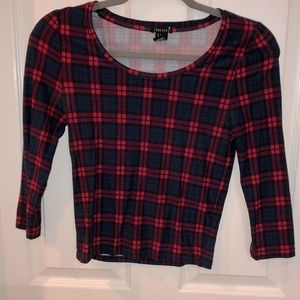 Cropped flannel pattern top
